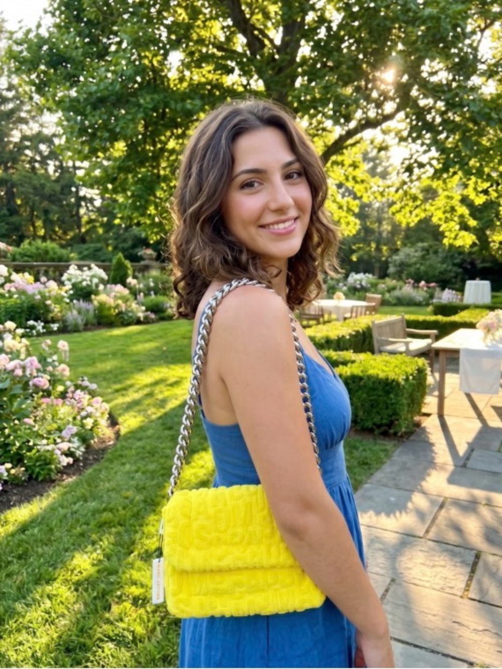 Marc Jacobs Puffy Monogram Chain Shoulder Bag Bright Yellow Jacquard | Like New - Picture 13 of 13